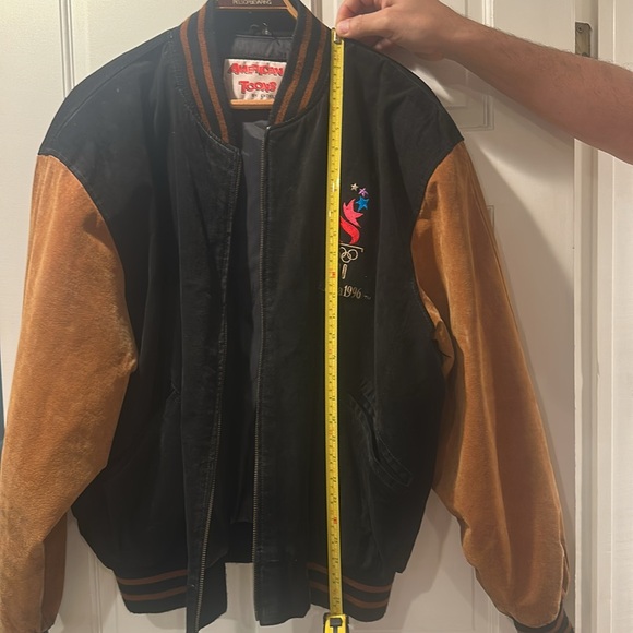 Vintage- Atlanta Olympic Games 1996 Suede Jacket -Black and Tan Bomber Jacket - Picture 15 of 16